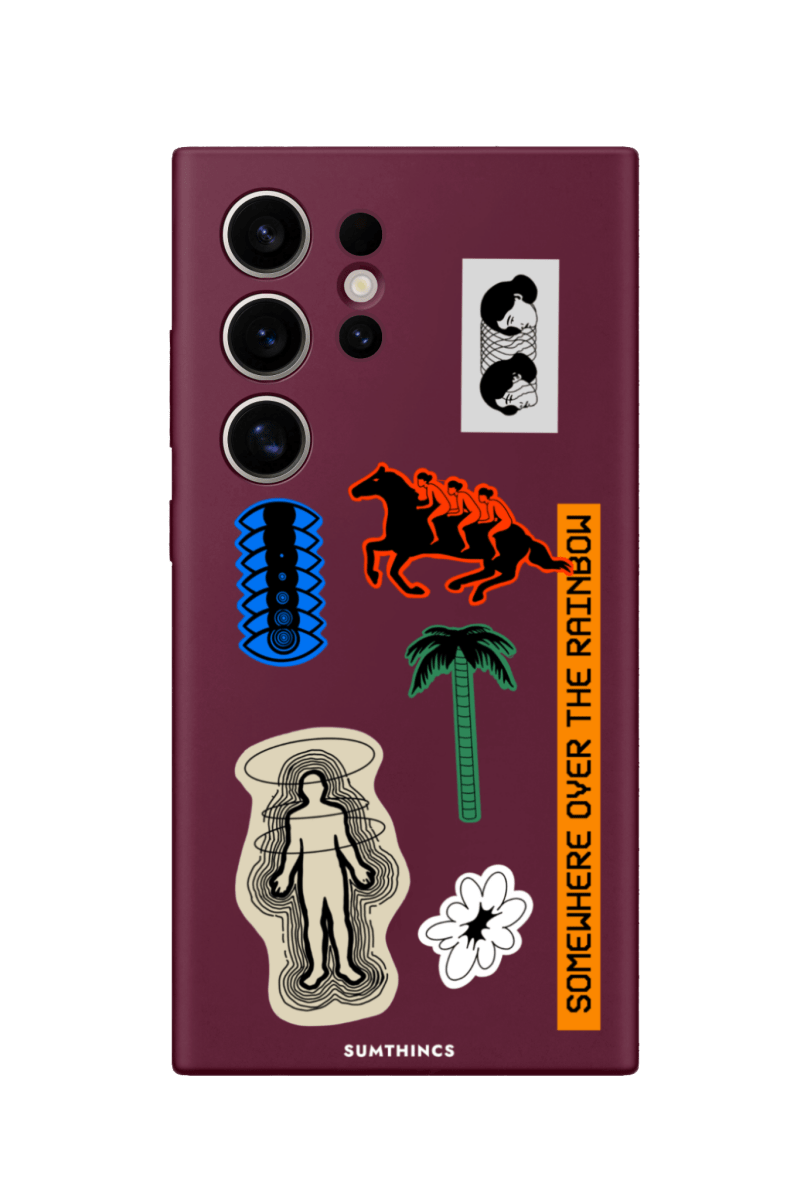 Samsung S22 Ultra Somewhere Premium Telefon Kılıfı Bordo - SUMTHINCS