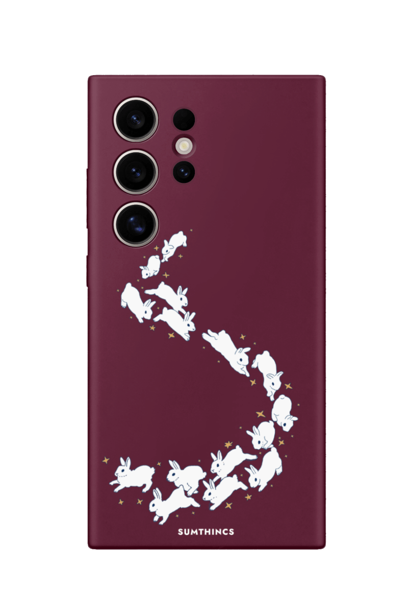 Samsung S22 Ultra Starry Bunnies Premium Telefon Kılıfı Bordo - SUMTHINCS
