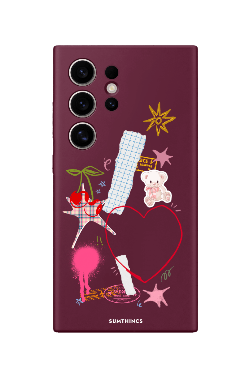 Samsung S22 Ultra Sweet Chaos Premium Telefon Kılıfı Bordo - SUMTHINCS