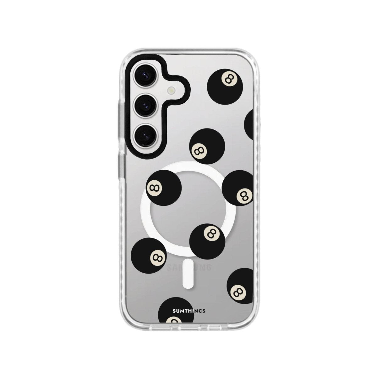 Samsung S23 FE 8Ball Magsafe Procase Şeffaf Telefon Kılıfı Beyaz Şeffaf - SUMTHINCS