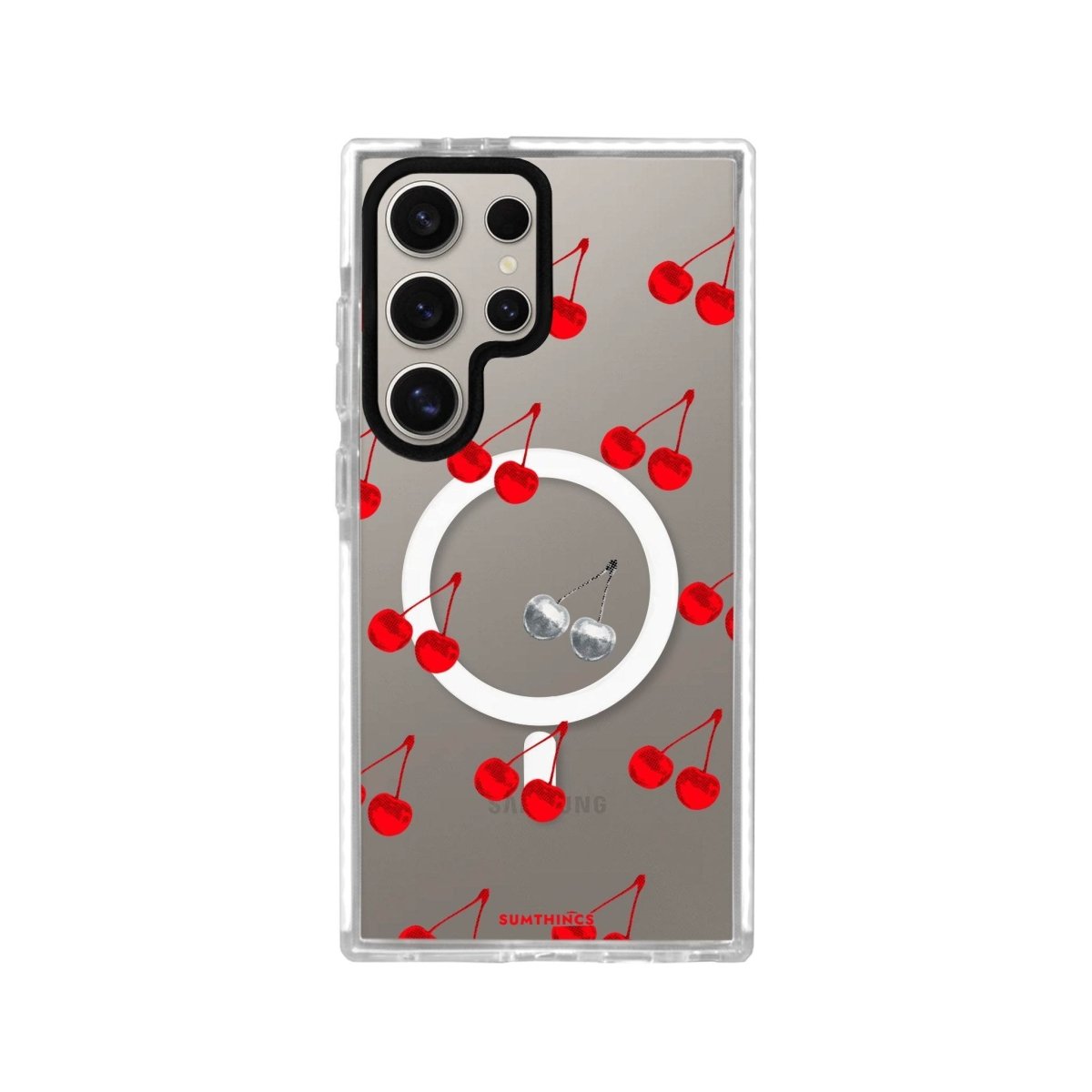 Samsung S23 Ultra Disco Cherry Magsafe Procase Şeffaf Telefon Kılıfı Beyaz Şeffaf - SUMTHINCS