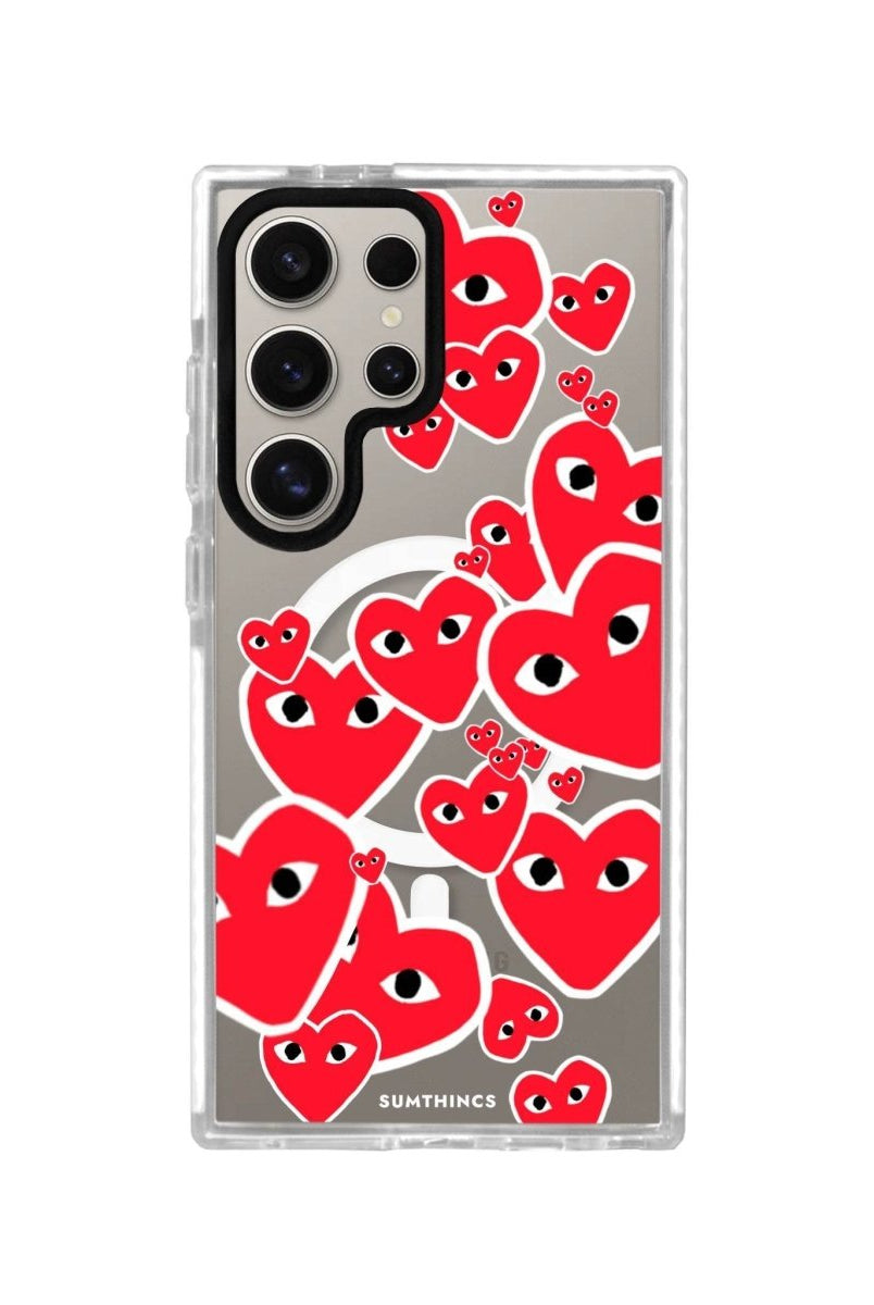 Samsung S23 Ultra Hearts Magsafe Procase Şeffaf Telefon Kılıfı Beyaz Şeffaf - SUMTHINCS