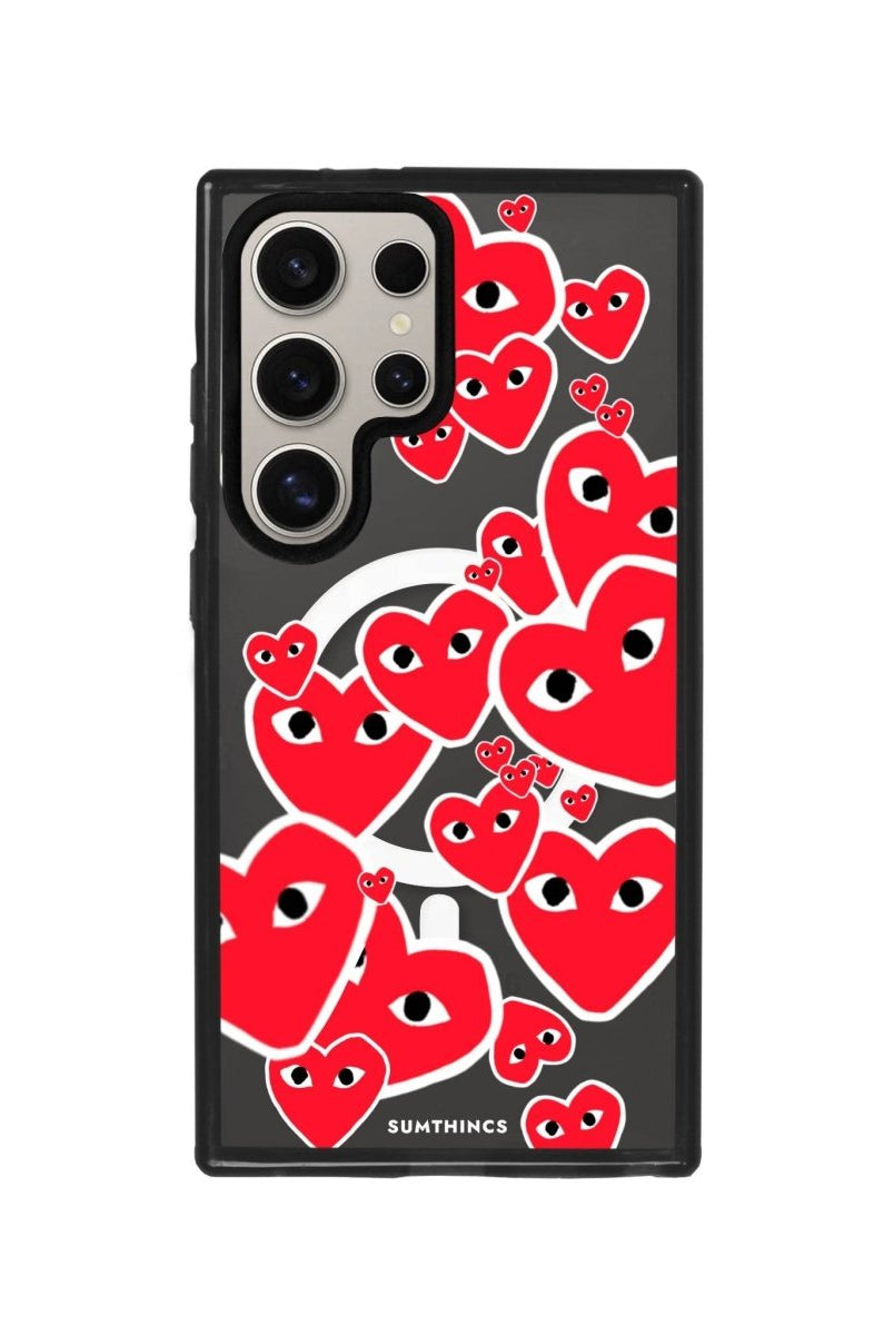 Samsung S23 Ultra Hearts Magsafe Procase Şeffaf Telefon Kılıfı Antrasit - SUMTHINCS