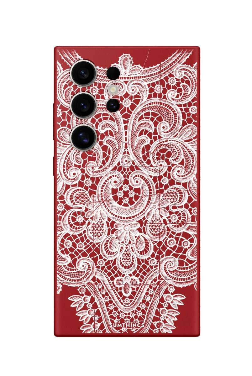 Samsung S23 Ultra Lacework Premium Telefon Kılıfı Kırmızı - SUMTHINCS