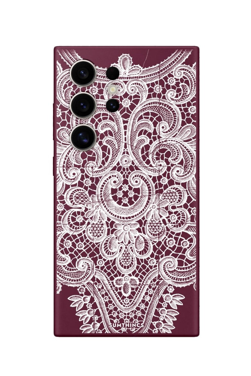 Samsung S23 Ultra Lacework Premium Telefon Kılıfı Bordo - SUMTHINCS