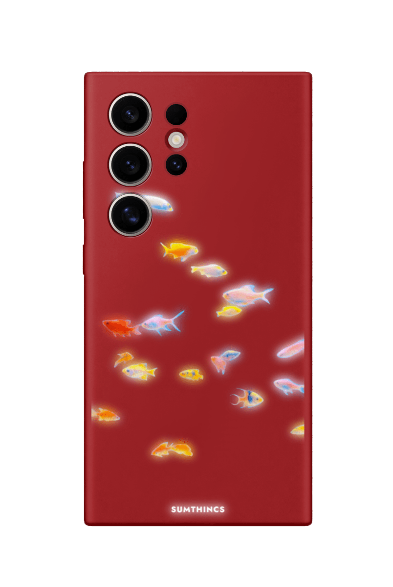 Samsung S23 Ultra Neon Fish Premium Telefon Kılıfı Kırmızı - SUMTHINCS