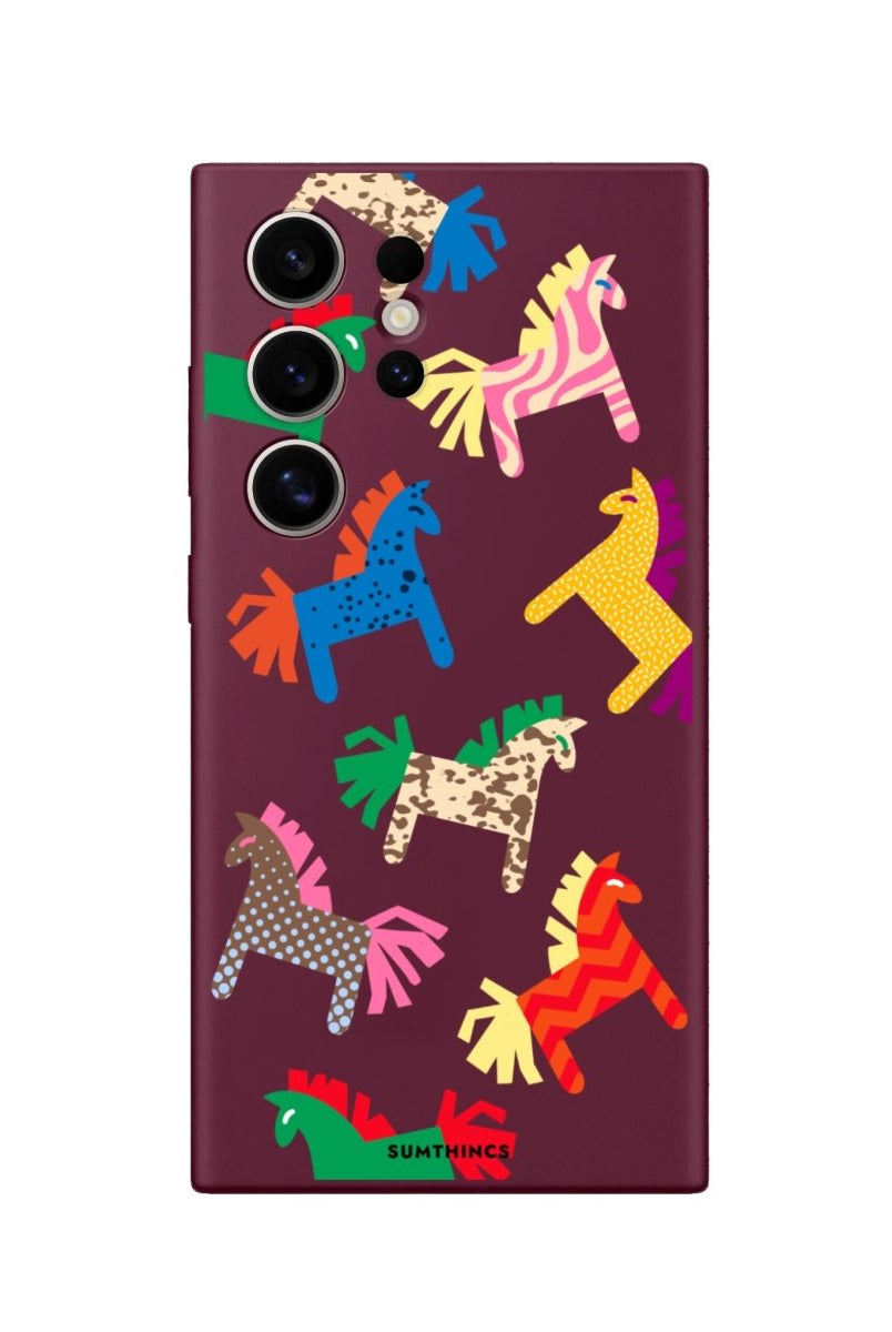 Samsung S23 Ultra Ponies Premium Telefon Kılıfı Bordo - SUMTHINCS