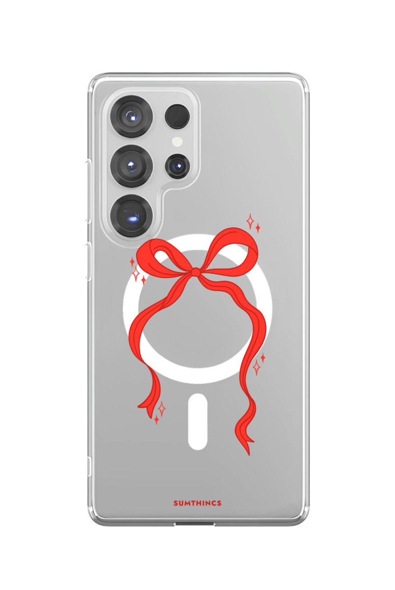 Samsung S23 Ultra Red Bow Clear Magsafe Telefon Kılıfı - SUMTHINCS