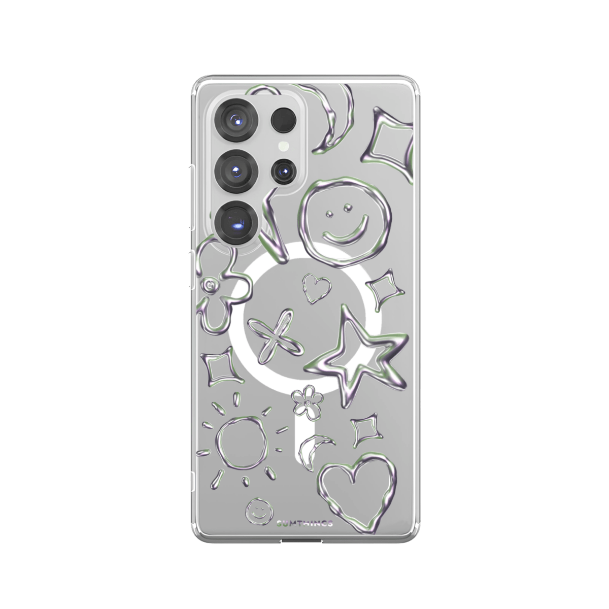 Samsung S23 Ultra Silver Doodles Clear Magsafe Telefon Kılıfı - SUMTHINCS
