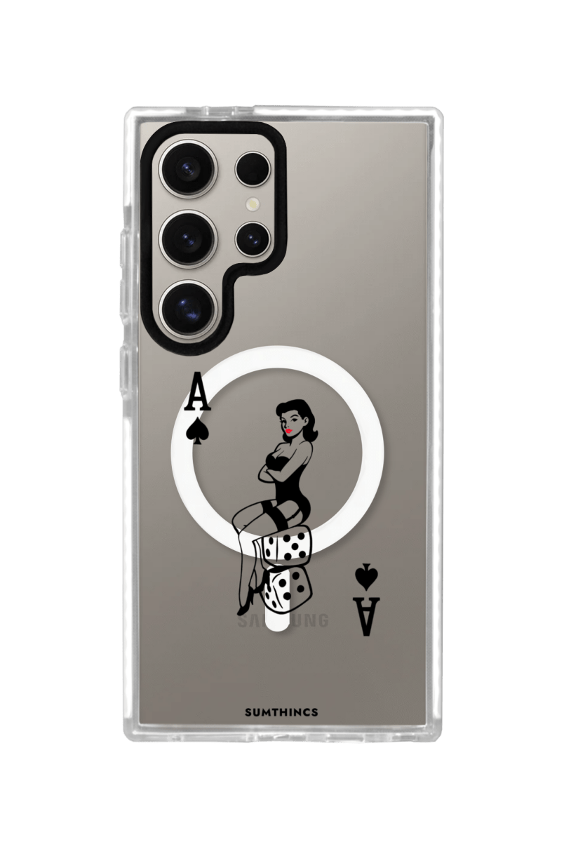 Samsung S24 Ultra Ace Queen Magsafe Procase Şeffaf Telefon Kılıfı Beyaz Şeffaf - SUMTHINCS