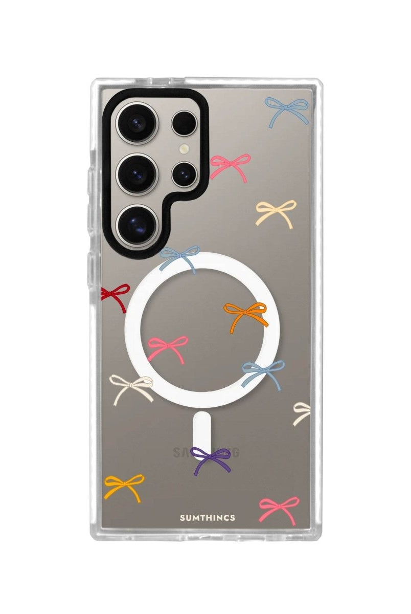 Samsung S24 Ultra Little Bows Magsafe Procase Şeffaf Telefon Kılıfı Beyaz Şeffaf - SUMTHINCS