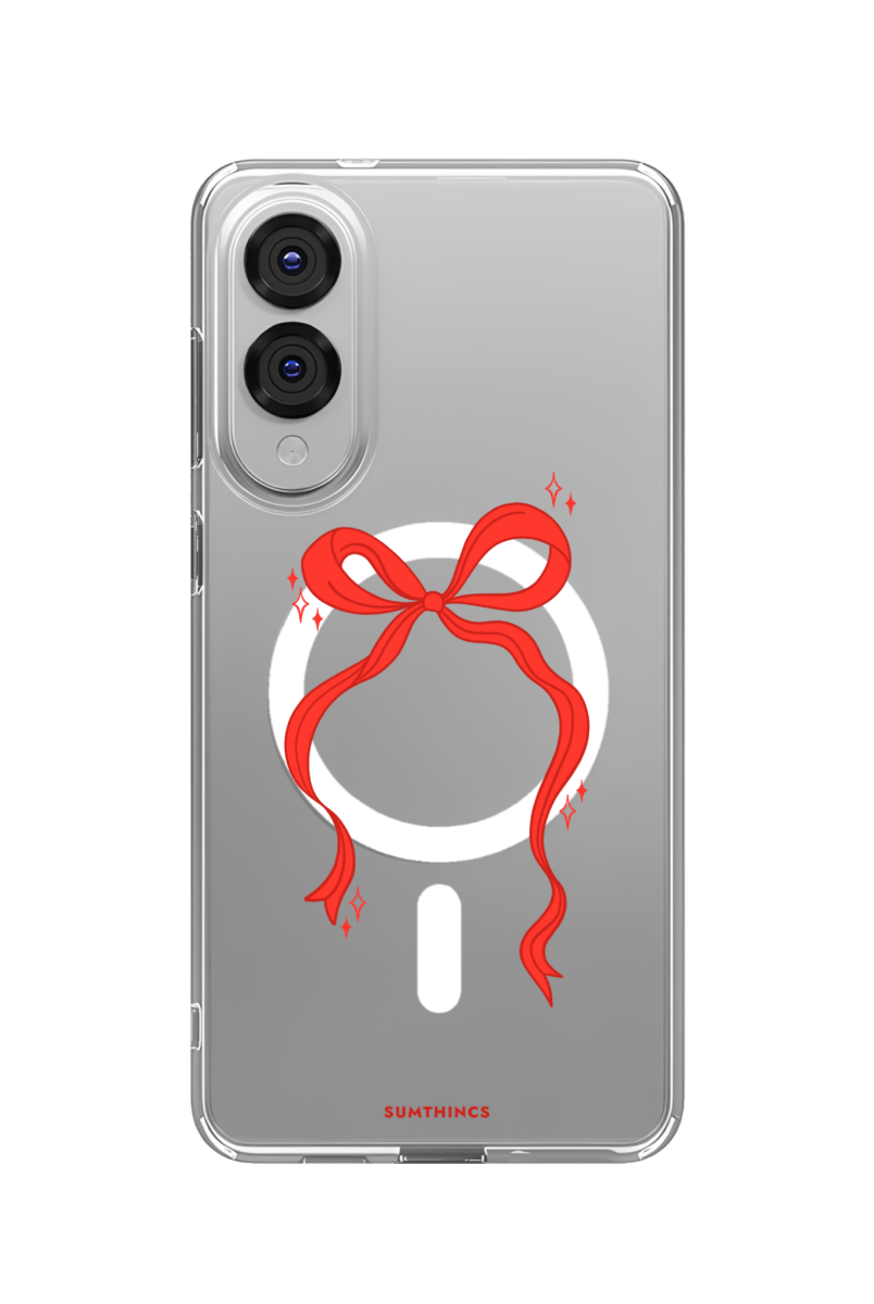 Samsung S25 Edge Red Bow Clear Magsafe Telefon Kılıfı - SUMTHINCS
