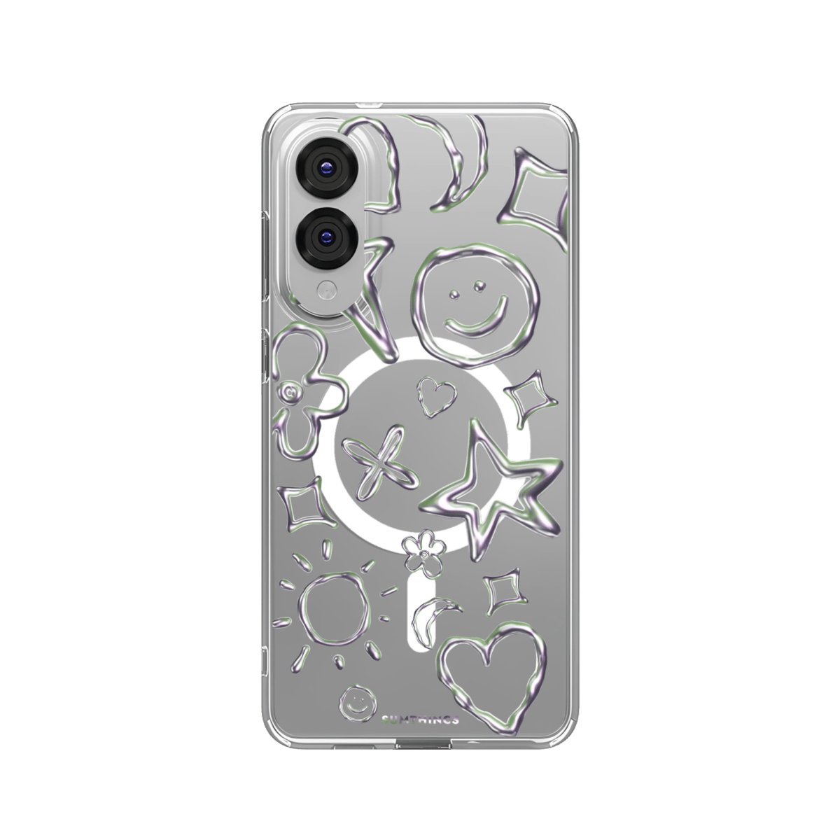 Samsung S25 Edge Silver Doodles Clear Magsafe Telefon Kılıfı - SUMTHINCS