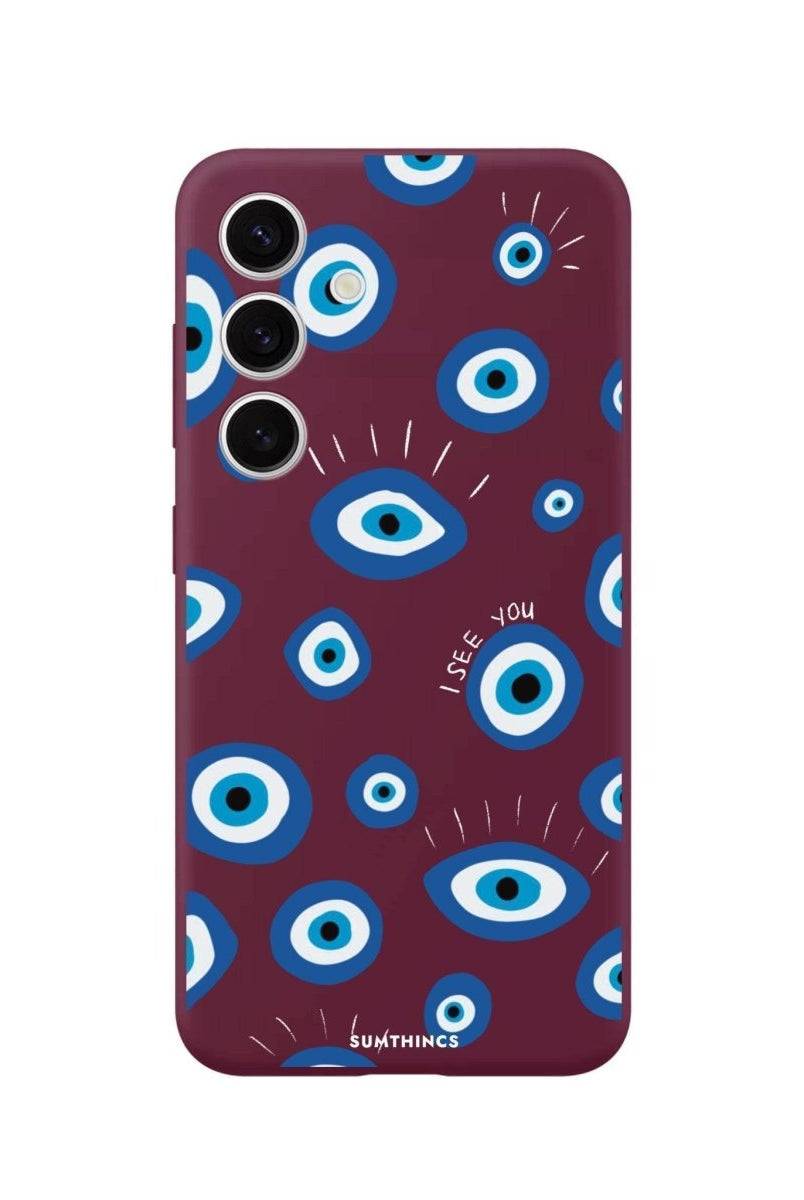 Samsung S25 Plus I See You Premium Telefon Kılıfı Bordo - SUMTHINCS