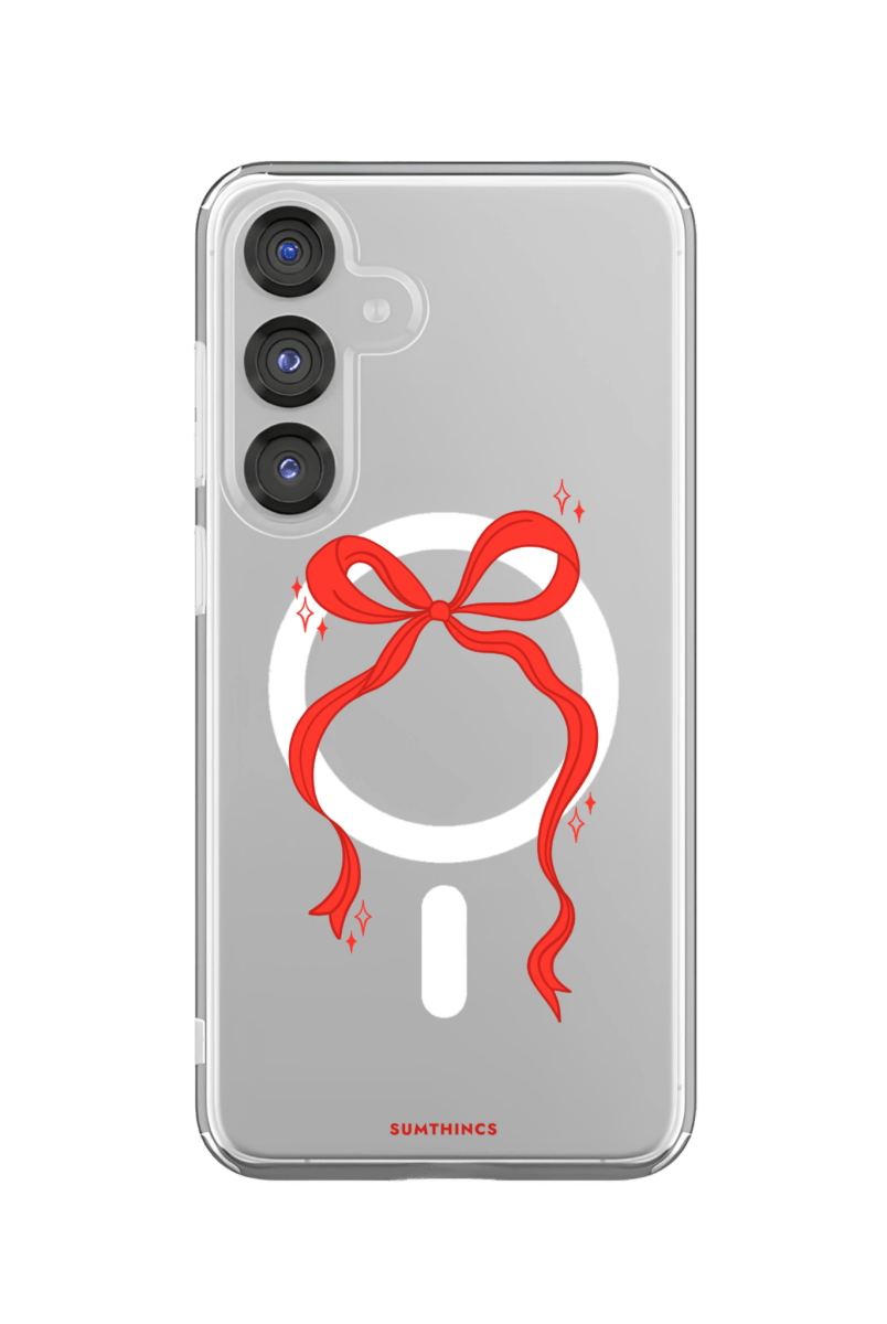 Samsung S25 Plus Red Bow Clear Magsafe Telefon Kılıfı - SUMTHINCS
