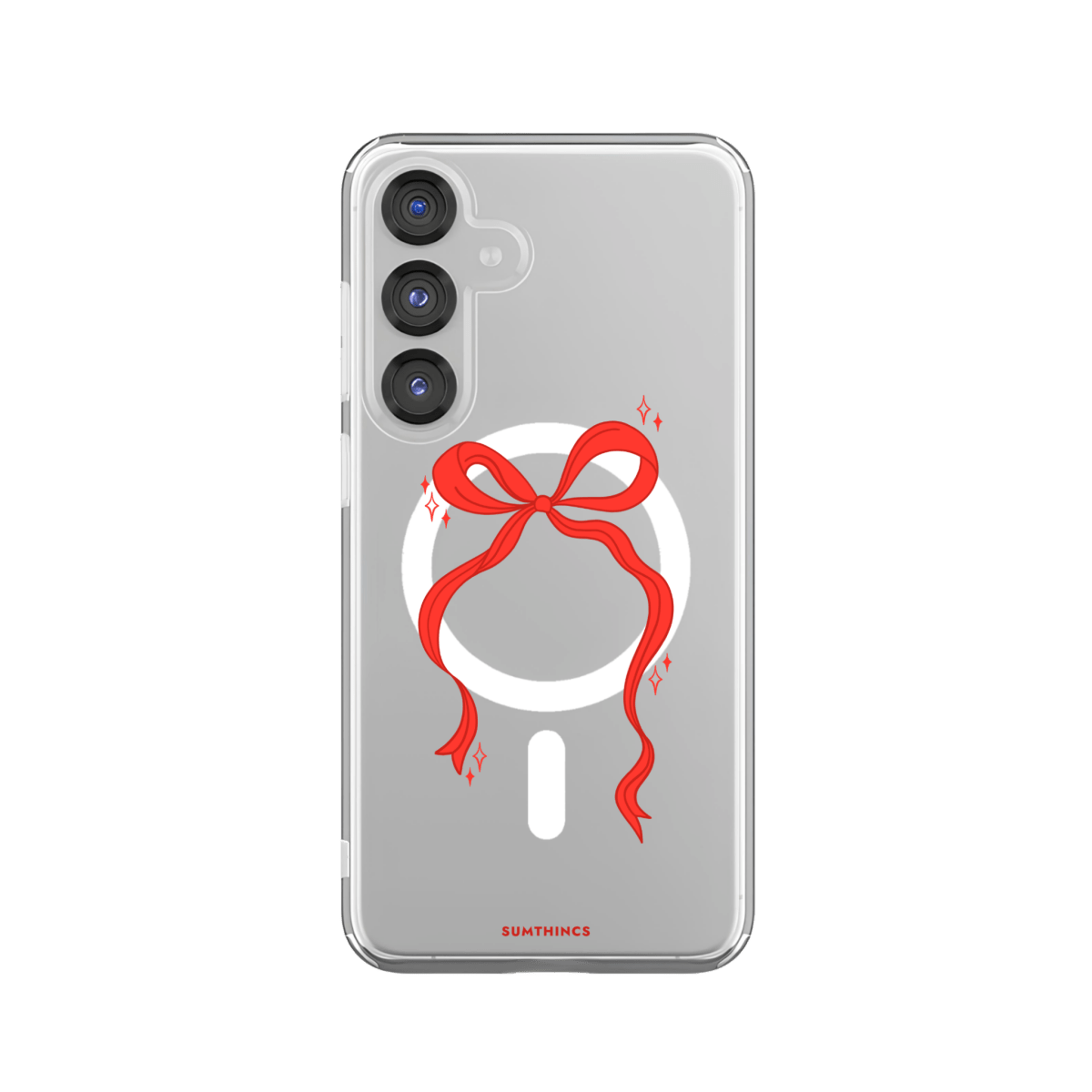Samsung S25 Plus Red Bow Clear Magsafe Telefon Kılıfı - SUMTHINCS