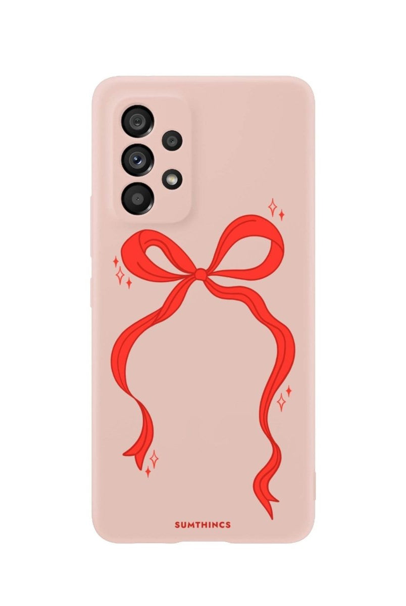 Samsung S25 Plus Red Bow Premium Telefon Kılıfı Bej - SUMTHINCS