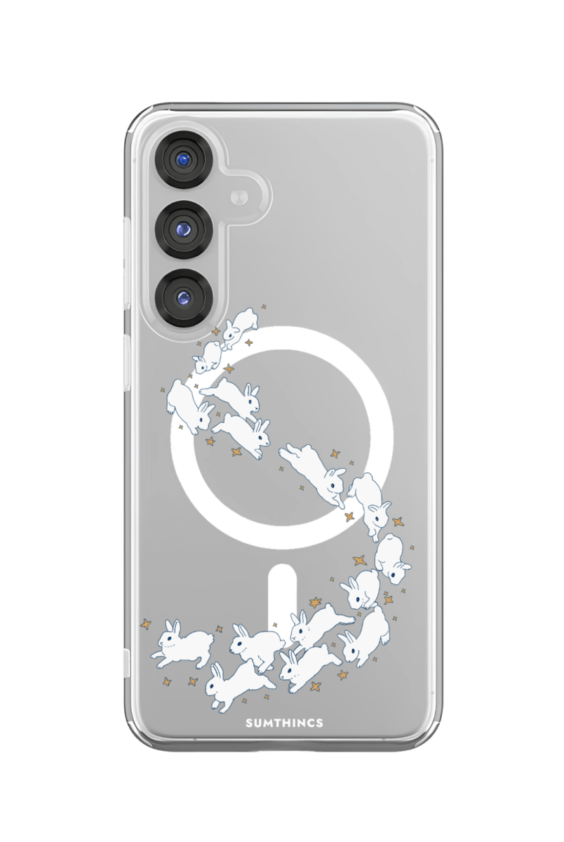 Samsung S25 Plus Starry Bunnies Clear Magsafe Şeffaf Telefon Kılıfı - SUMTHINCS