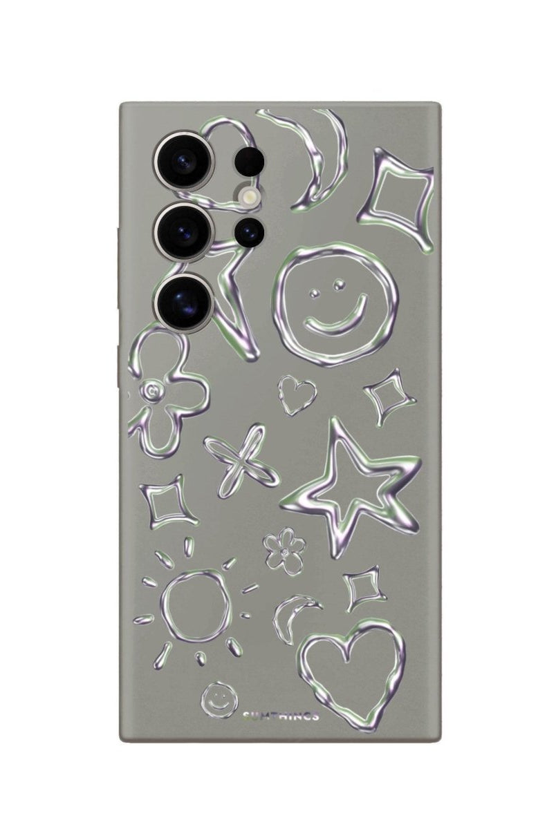 Samsung S25 Ultra Silver Doodles Premium Telefon Kılıfı - SUMTHINCS