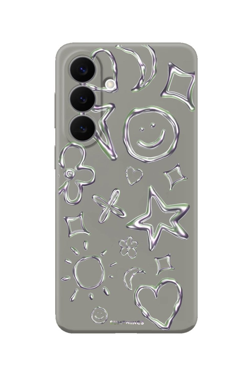 Samsung Silver Doodles Premium Telefon Kılıfı Gri - Sumthincs