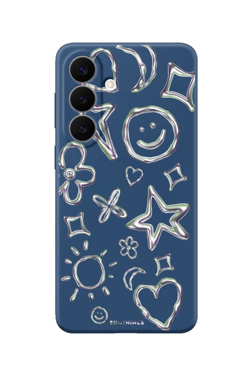 Samsung Silver Doodles Premium Telefon Kılıfı Pasifik Mavi - Sumthincs