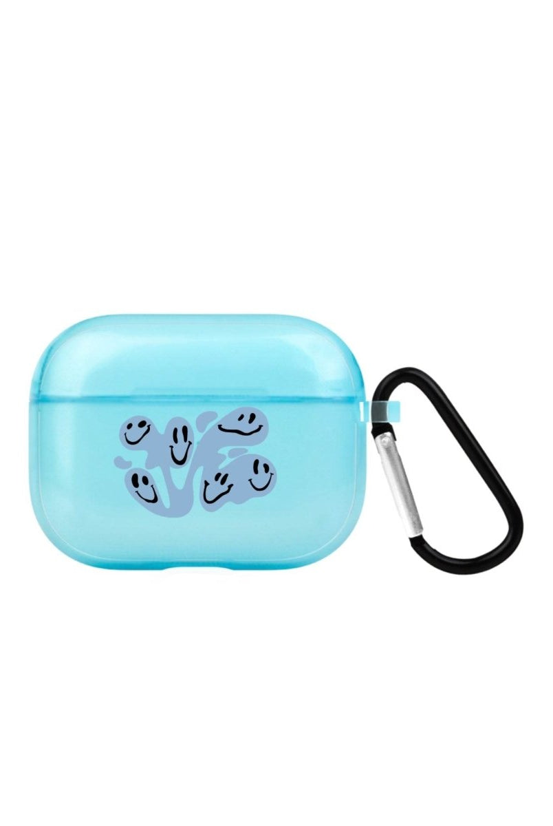 Smiley AirPods Pro Şeffaf Silikon Kılıf Mavi - SUMTHINCS