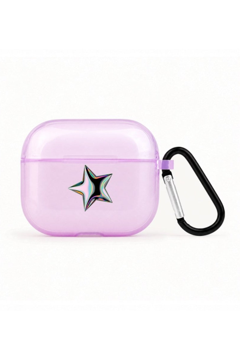 Stars AirPods 3 Şeffaf Silikon Kılıf Lila - Sumthincs