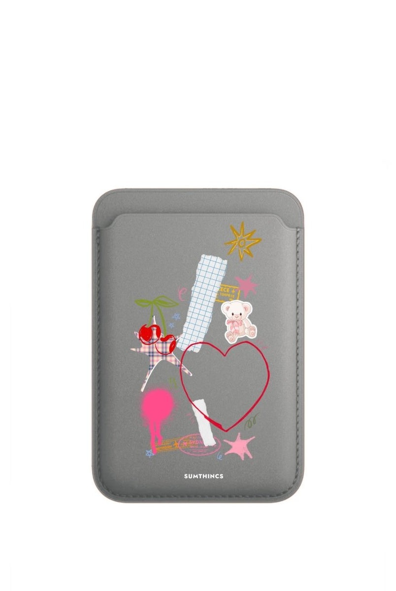 Sweet Chaos MagSafe Deri Cüzdan Wallet Gri - Sumthincs