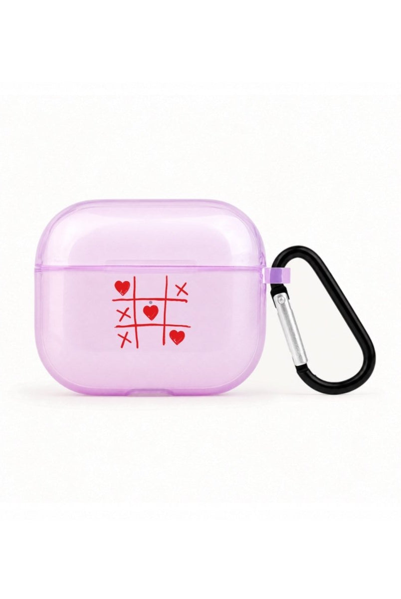 Tic Tac Toe AirPods Pro Şeffaf Silikon Kılıf Lila - Sumthincs