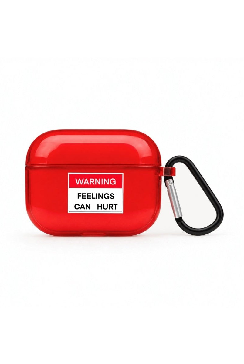 Warning AirPods Pro Şeffaf Silikon Kılıf Kırmızı - Sumthincs