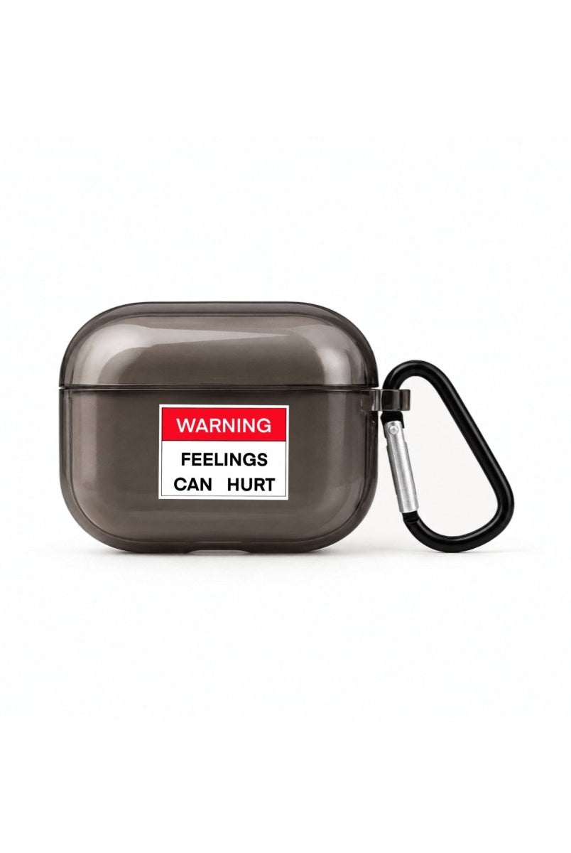 Warning AirPods Pro Şeffaf Silikon Kılıf Siyah - Sumthincs