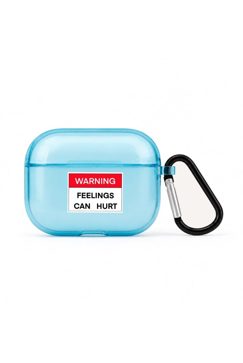 Warning AirPods Pro Şeffaf Silikon Kılıf Mavi - Sumthincs
