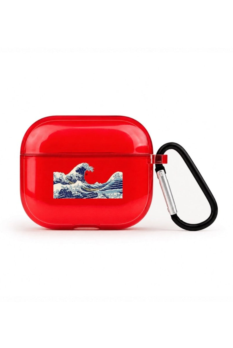 Waves AirPods 3 Şeffaf Silikon Kılıf Kırmızı - Sumthincs