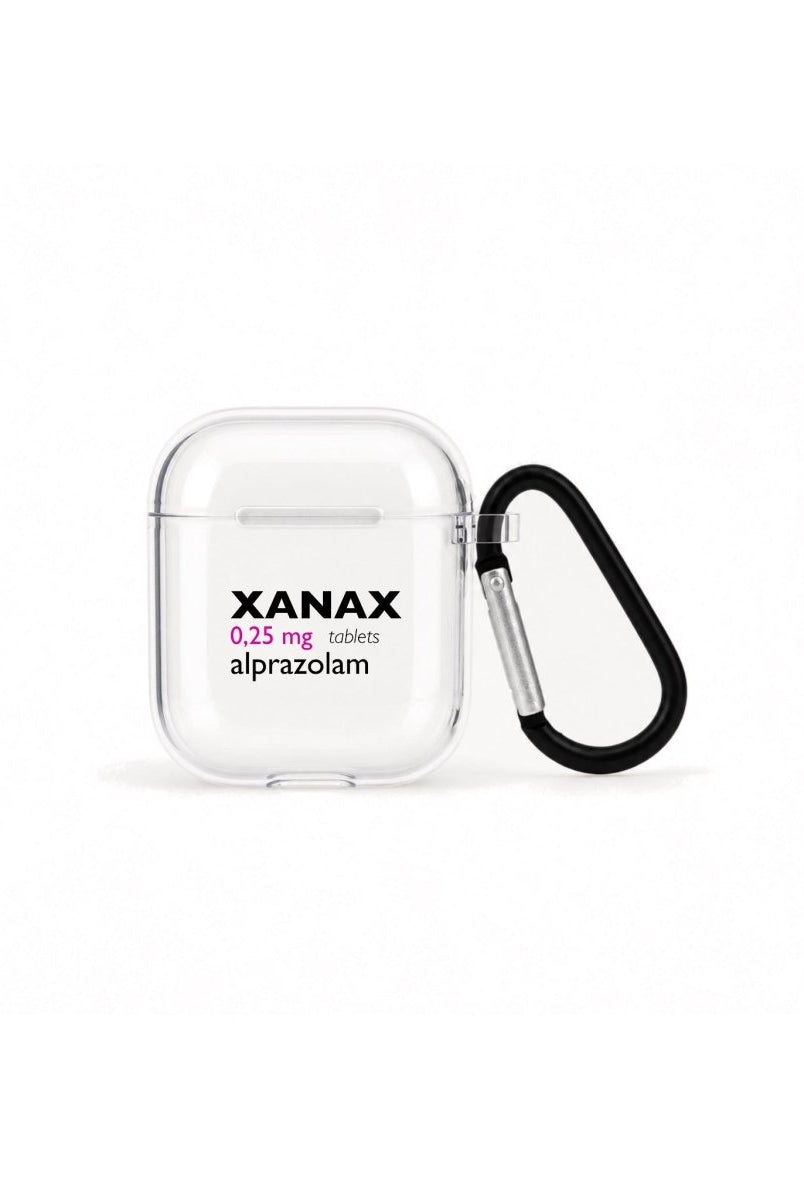 Xanax AirPods 1. ve 2. Nesil Şeffaf Silikon Kılıf Beyaz Şeffaf - Sumthincs