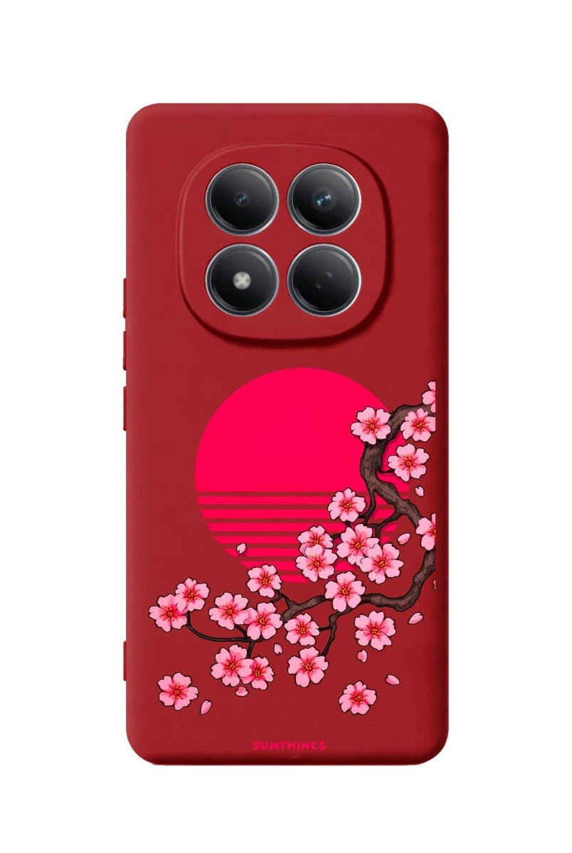 Xiaomi Cherry Blossom Dawn Premium Telefon Kılıfı Kırmızı - Sumthincs