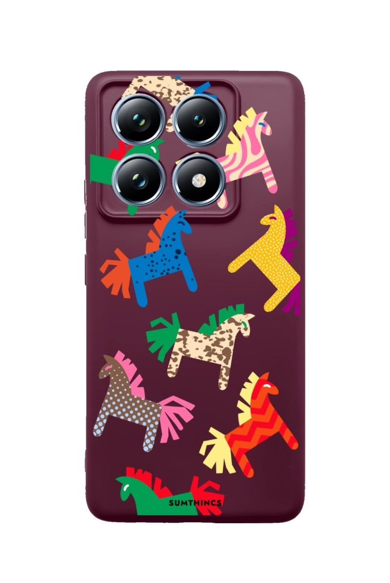 Xiaomi Mi 14T Pro Ponies Premium Telefon Kılıfı Bordo - SUMTHINCS
