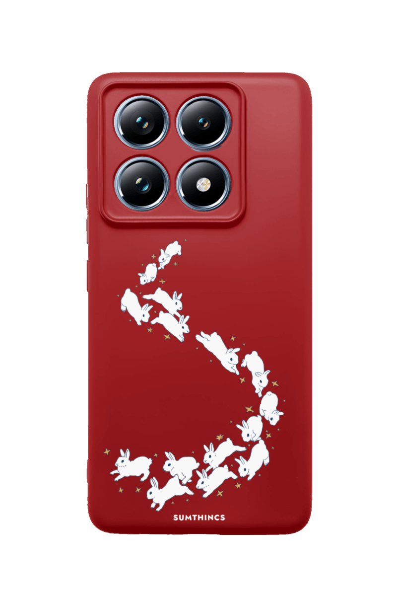 Xiaomi Mi 14T Pro Starry Bunnies Premium Telefon Kılıfı Kırmızı - SUMTHINCS