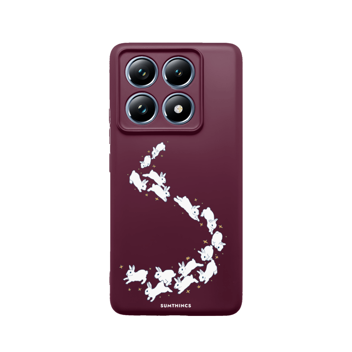 Xiaomi Mi 14T Pro Starry Bunnies Premium Telefon Kılıfı Bordo - SUMTHINCS