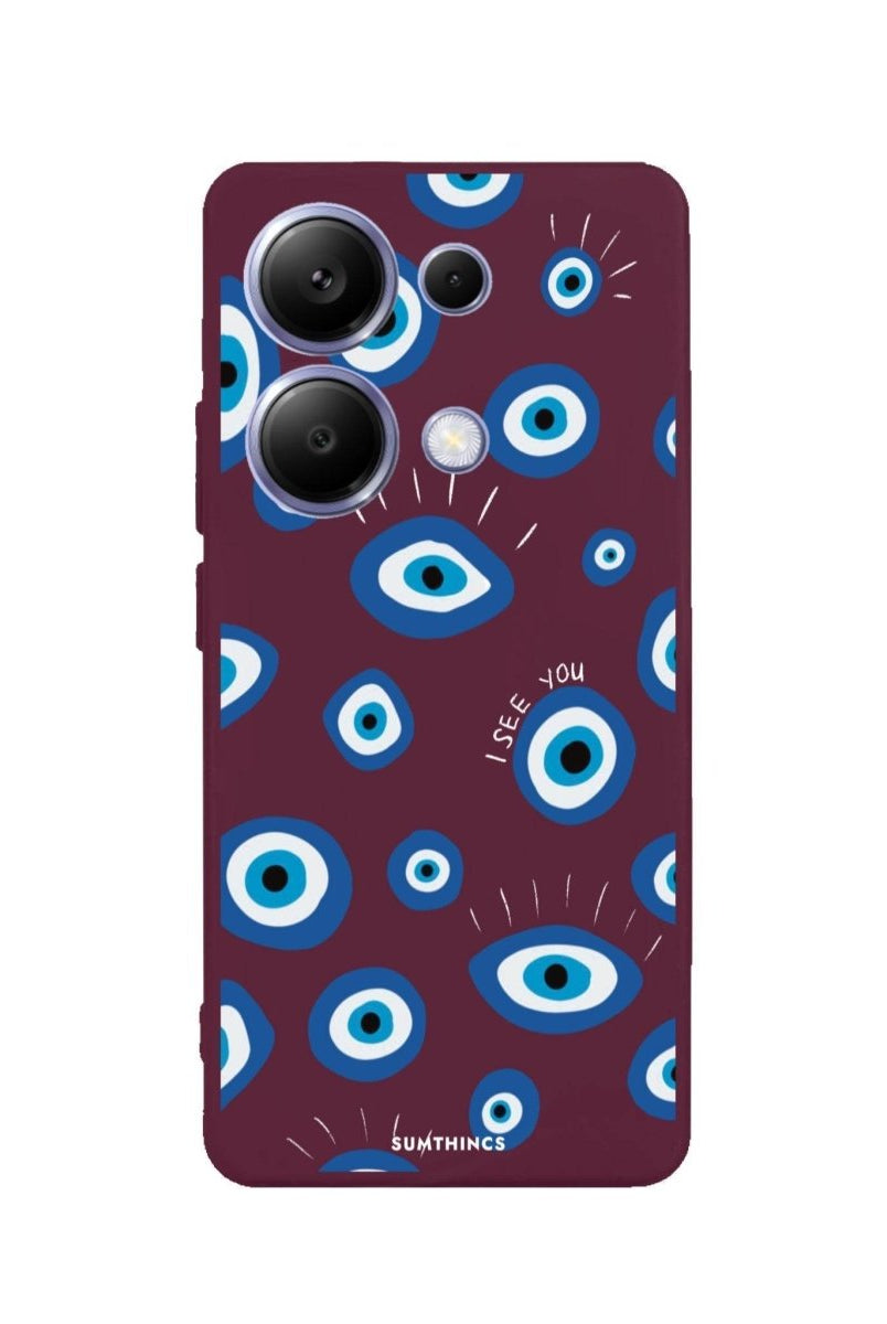 Xiaomi Redmi 13 I See You Premium Telefon Kılıfı Bordo - SUMTHINCS