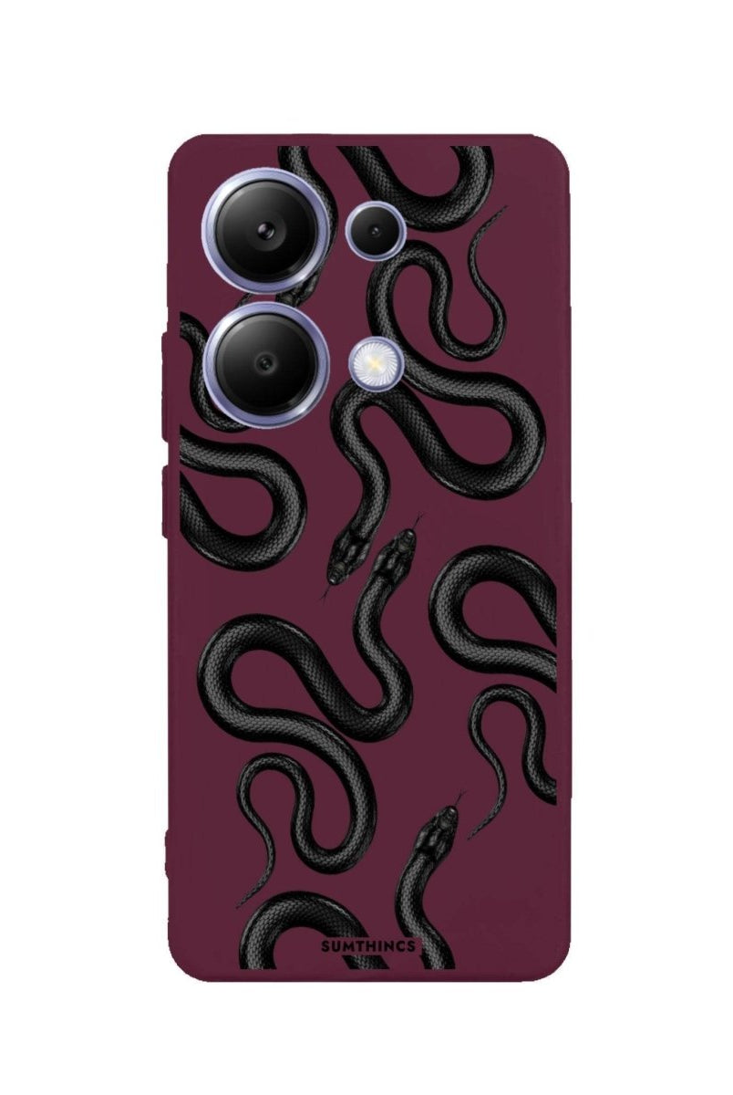 Xiaomi Redmi Note 13 Pro Snakes Premium Telefon Kılıfı Bordo - SUMTHINCS