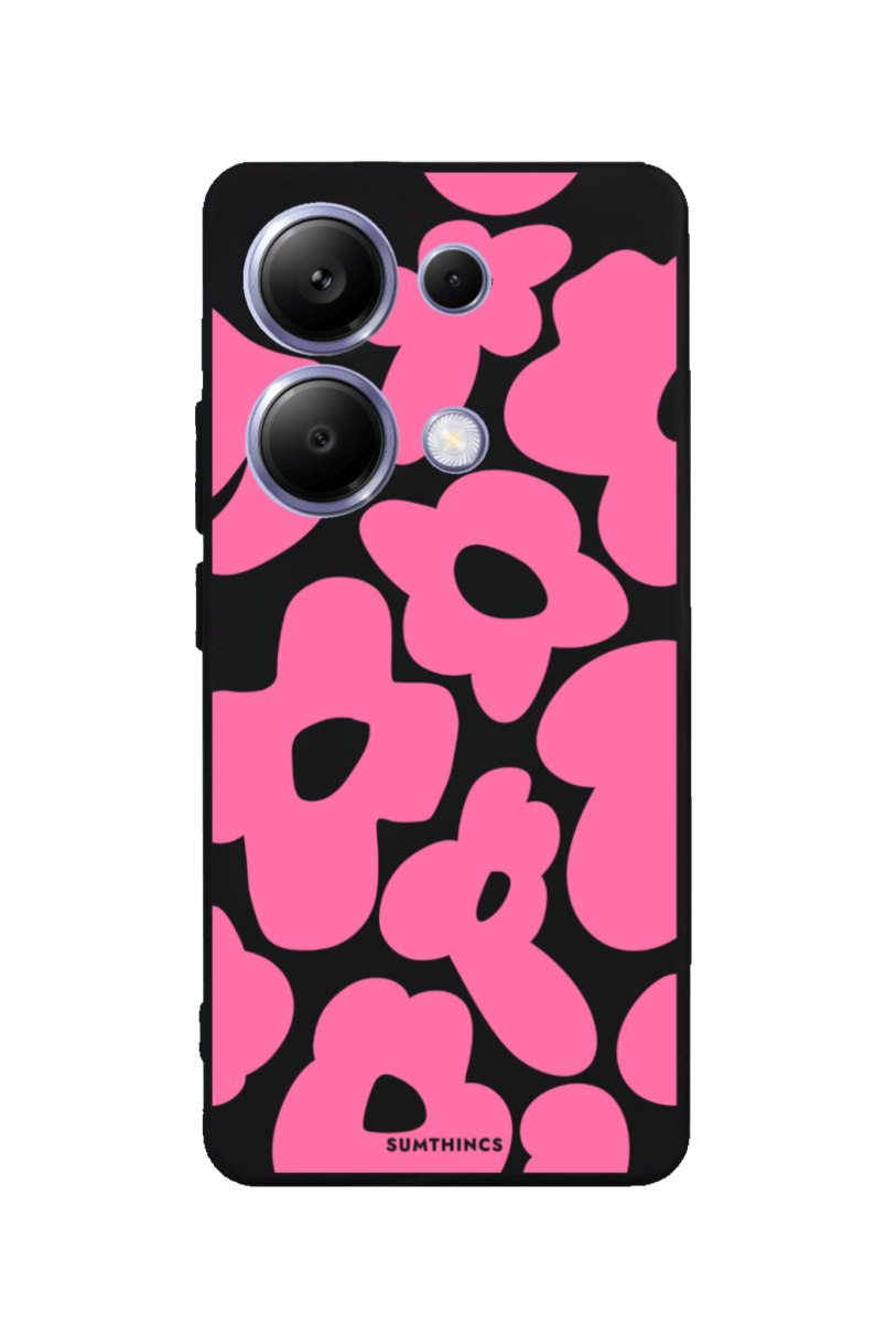 Xiaomi Redmi Note 14 Daisy Pop Premium Telefon Kılıfı Siyah - SUMTHINCS