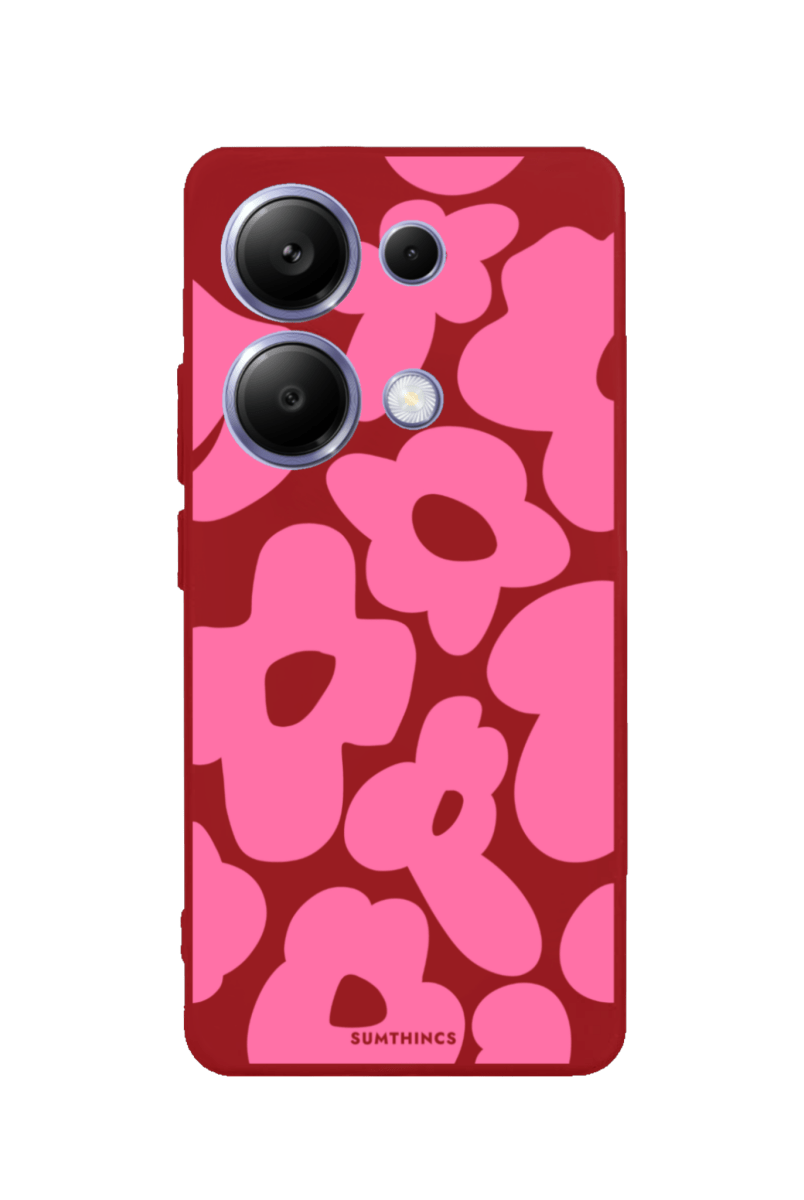 Xiaomi Redmi Note 14 Daisy Pop Premium Telefon Kılıfı Kırmızı - SUMTHINCS