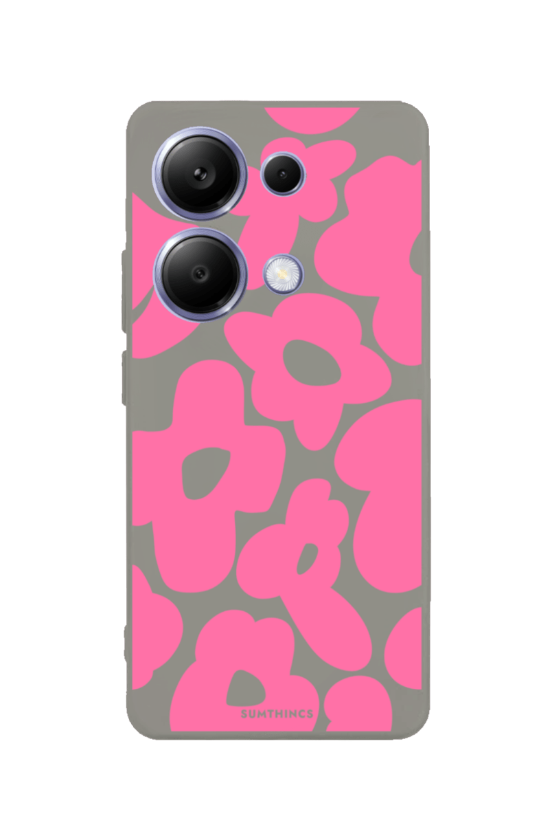 Xiaomi Redmi Note 14 Daisy Pop Premium Telefon Kılıfı Gri - SUMTHINCS