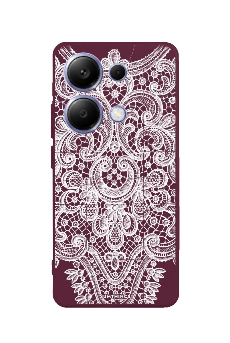 Xiaomi Redmi Note 14 Lacework Premium Telefon Kılıfı Bordo - SUMTHINCS