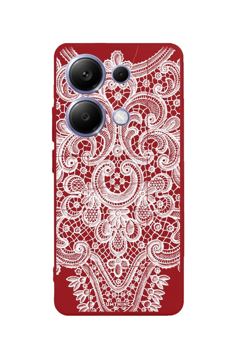 Xiaomi Redmi Note 14 Lacework Premium Telefon Kılıfı Kırmızı - SUMTHINCS