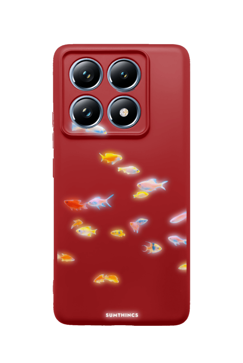 Xiaomi Redmi Note 14 Neon Fish Premium Telefon Kılıfı Kırmızı - SUMTHINCS