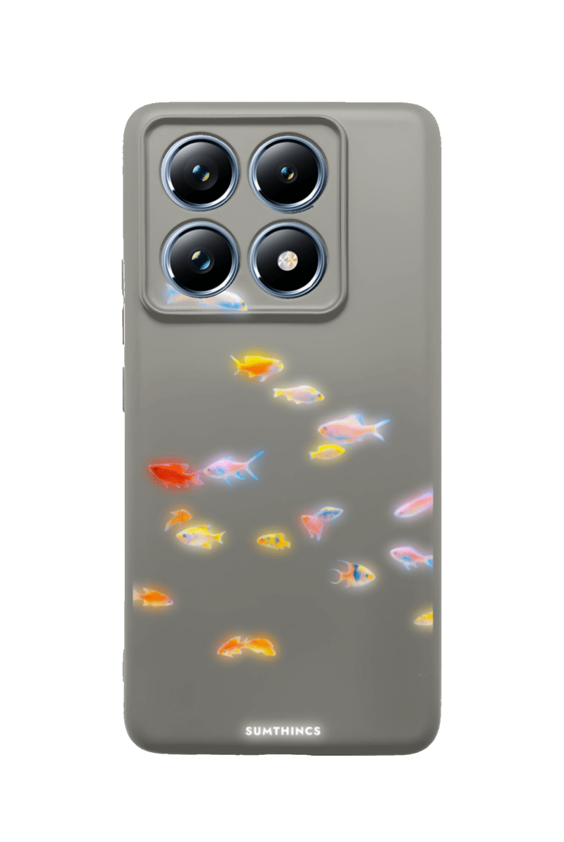 Xiaomi Redmi Note 14 Neon Fish Premium Telefon Kılıfı Gri - SUMTHINCS
