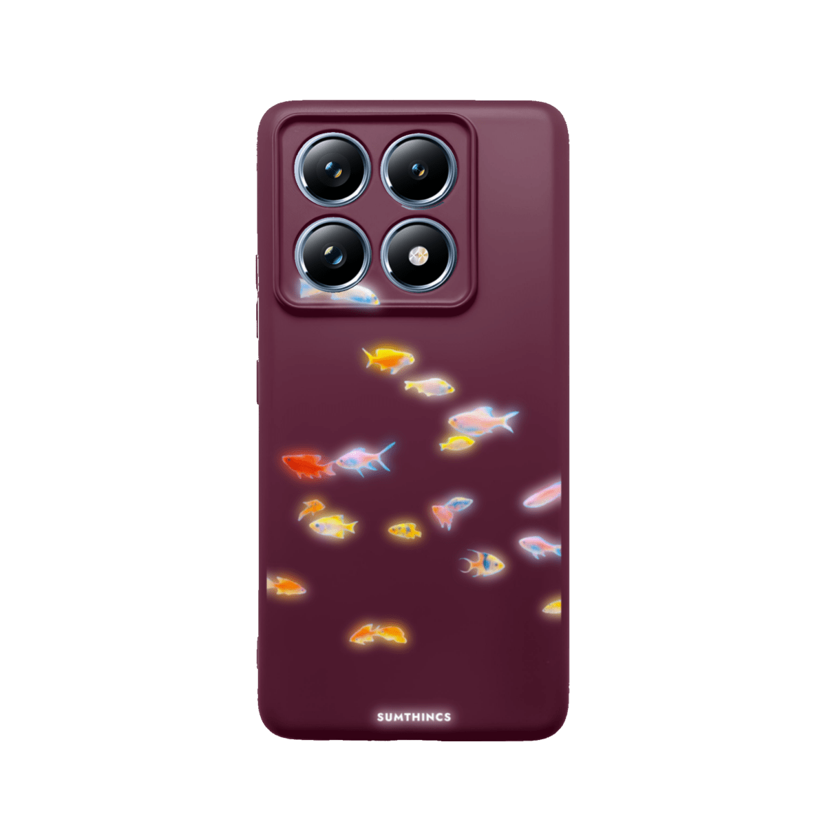 Xiaomi Redmi Note 14 Neon Fish Premium Telefon Kılıfı Bordo - SUMTHINCS
