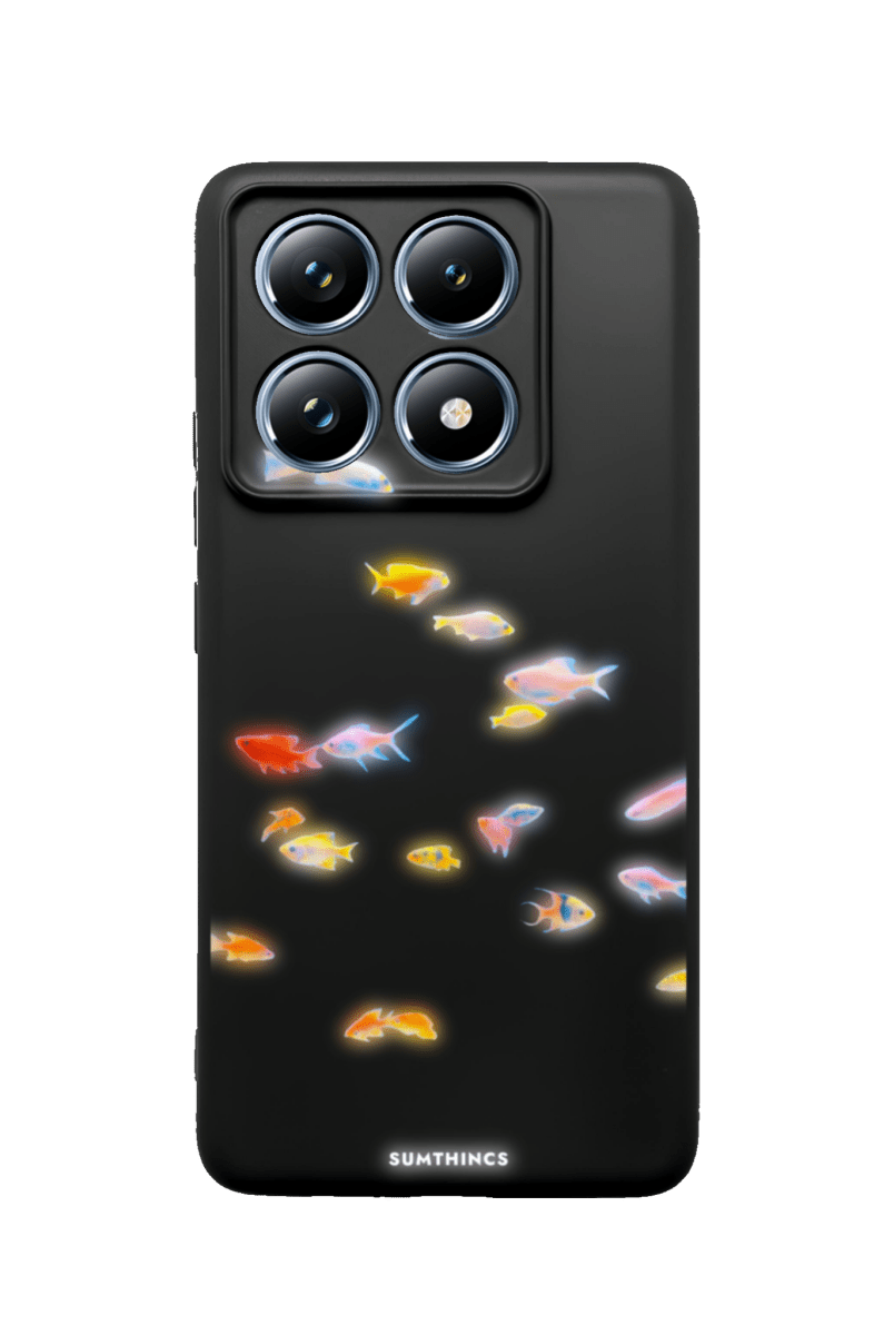 Xiaomi Redmi Note 14 Neon Fish Premium Telefon Kılıfı Siyah - SUMTHINCS