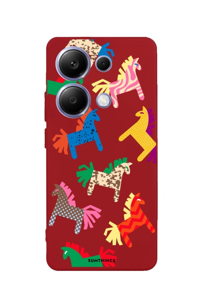 Xiaomi Redmi Note 14 Ponies Premium Telefon Kılıfı Kırmızı - SUMTHINCS